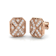 0.30Ct Geometric Art Deco Diamond Stud Earrings in 10K/14K gold and platinum with certified lab-grown or natural diamonds