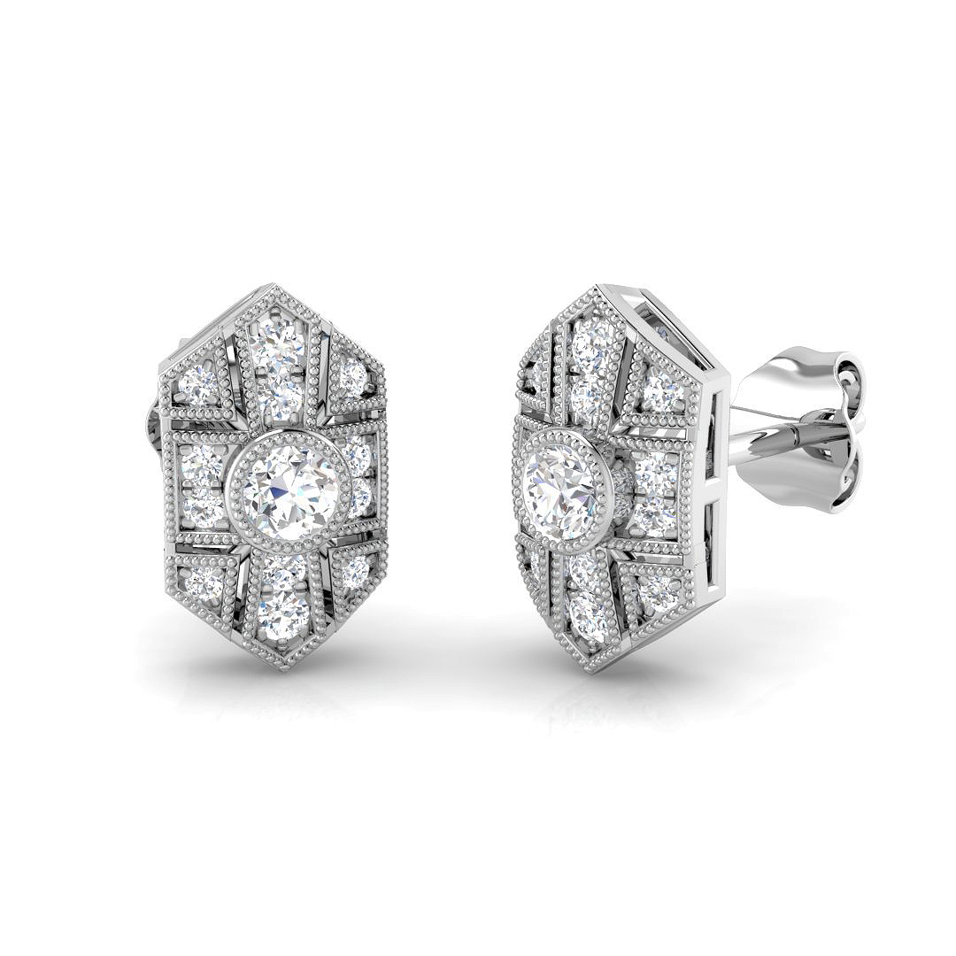 0.30Ct Timeless Art Deco Elongated Diamond Stud Earrings in 10K/14K gold and platinum with certified lab-grown or natural diamonds