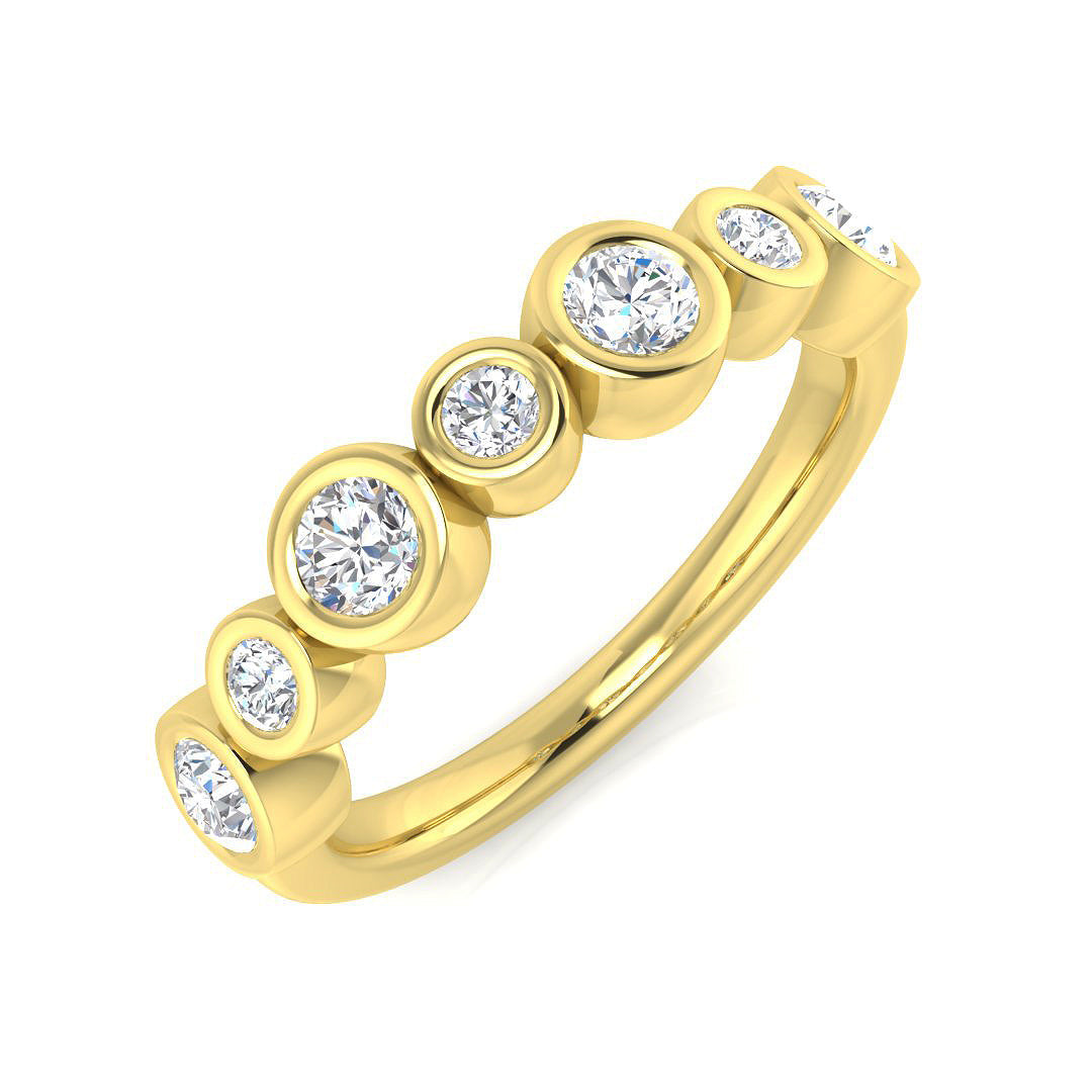 Lab-Grown Round Cut Diamond Bezel Set Bubble Ring in 10K/14K gold and platinum with certified lab-grown or natural diamonds