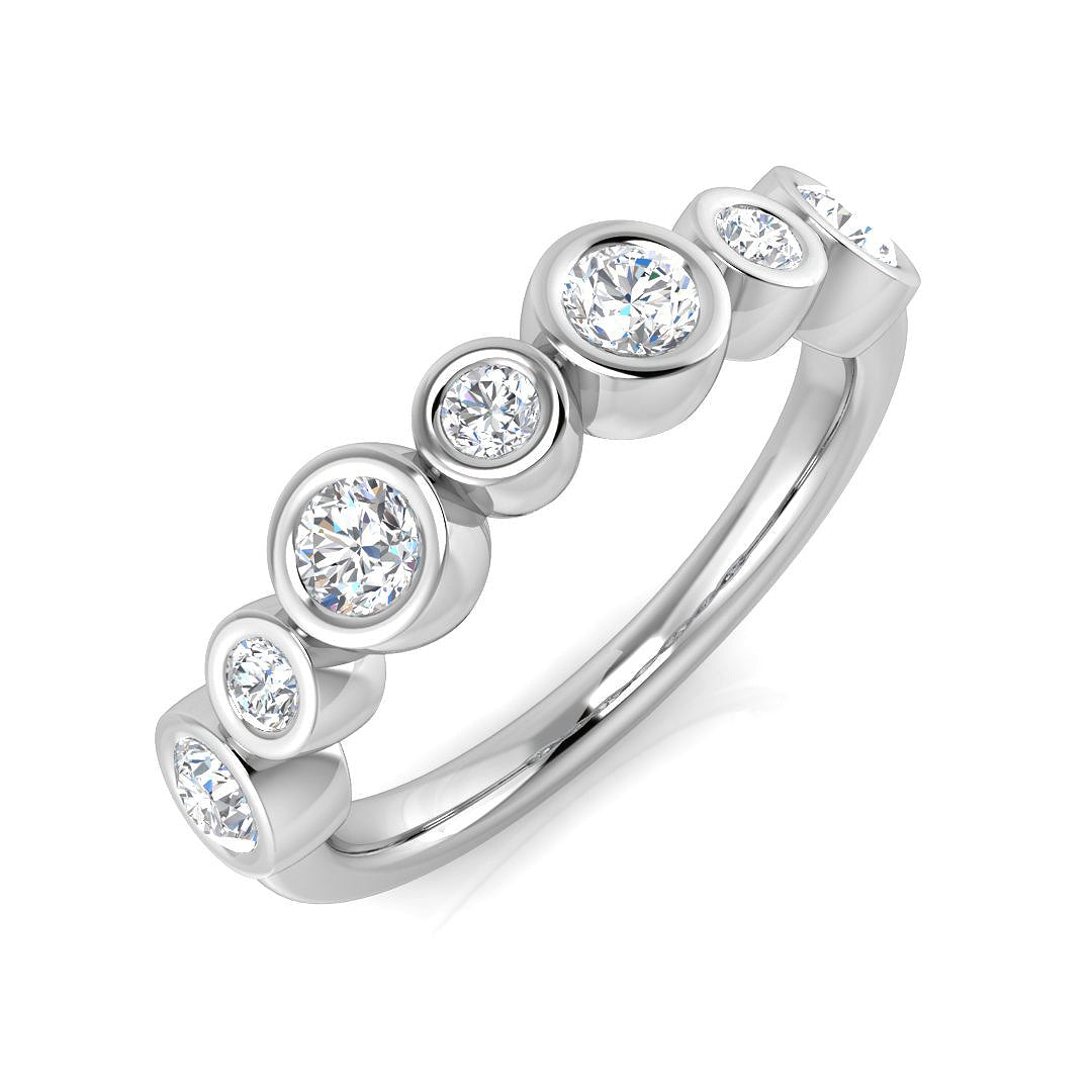 Lab-Grown Round Cut Diamond Bezel Set Bubble Ring in 10K/14K gold and platinum with certified lab-grown or natural diamonds