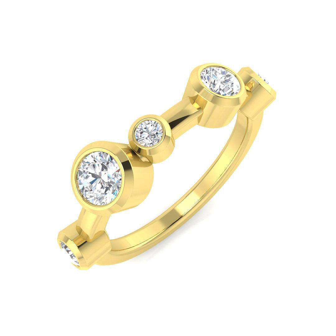 Lab-Grown Round Cut Diamond Rubover Set Bubble Ring in 10K/14K gold and platinum with certified lab-grown or natural diamonds