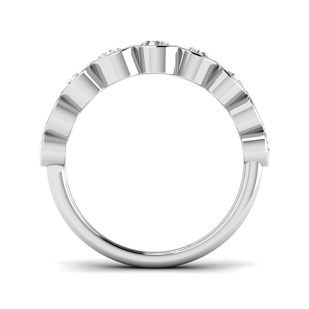 Lab Grown Diamond Bubble Ring with Graduated Bezel Set Design in 10K/14K gold and platinum with certified lab-grown or natural diamonds