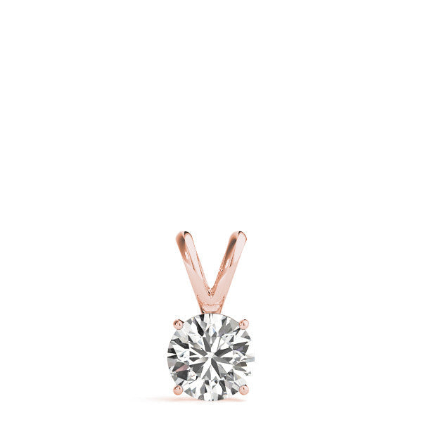 Prong-Set Round Lab-Grown Diamond Solitaire V-Bale Pendant (Without Chain) in 10K/14K gold and platinum with certified lab-grown or natural diamonds