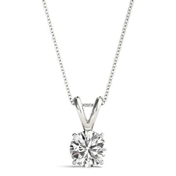 Prong-Set Round Lab-Grown Diamond Solitaire V-Bale Pendant (Without Chain) in 10K/14K gold and platinum with certified lab-grown or natural diamonds
