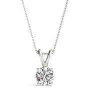 Prong-Set Round Lab-Grown Diamond Solitaire V-Bale Pendant (Without Chain) in 10K/14K gold and platinum with certified lab-grown or natural diamonds