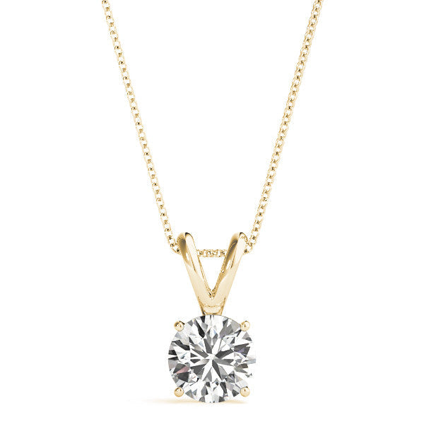 Prong-Set Round Lab-Grown Diamond Solitaire V-Bale Pendant (Without Chain) in 10K/14K gold and platinum with certified lab-grown or natural diamonds