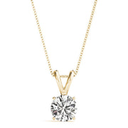 Prong-Set Round Lab-Grown Diamond Solitaire V-Bale Pendant (Without Chain) in 10K/14K gold and platinum with certified lab-grown or natural diamonds