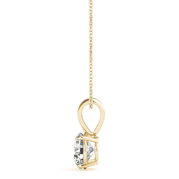 Prong-Set Round Lab-Grown Diamond Solitaire V-Bale Pendant (Without Chain) in 10K/14K gold and platinum with certified lab-grown or natural diamonds