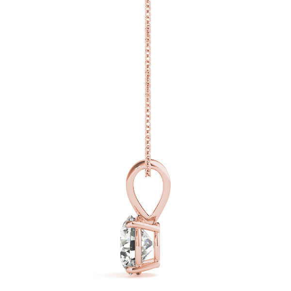 Prong-Set Round Lab-Grown Diamond Solitaire V-Bale Pendant (Without Chain) in 10K/14K gold and platinum with certified lab-grown or natural diamonds