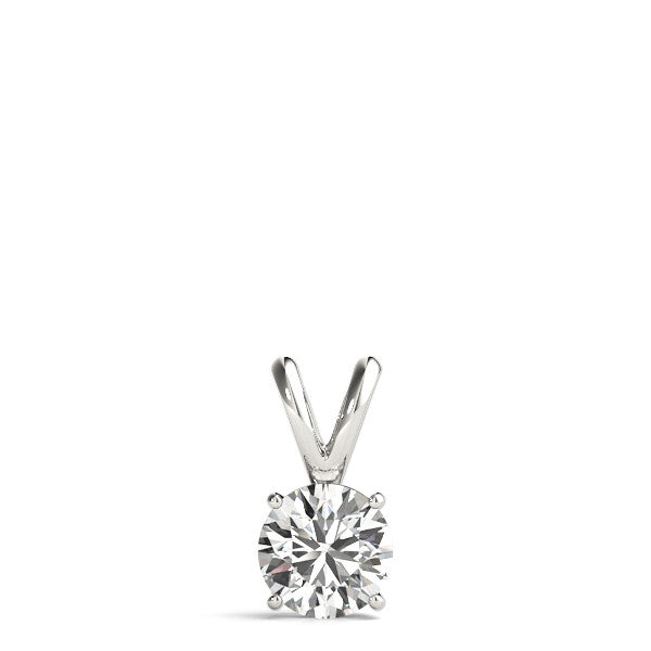Prong-Set Round Lab-Grown Diamond Solitaire V-Bale Pendant (Without Chain) | 10K & 14K Gold, Platinum