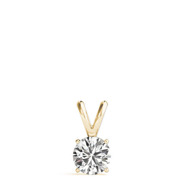 Prong-Set Round Lab-Grown Diamond Solitaire V-Bale Pendant (Without Chain) in 10K/14K gold and platinum with certified lab-grown or natural diamonds