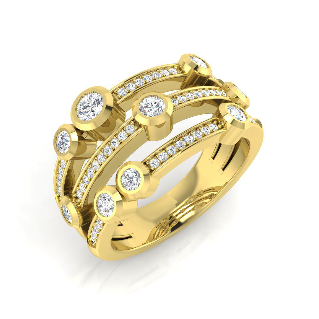 Lab-Grown Round Cut Diamond Bubble Ring in 10K/14K gold and platinum with certified lab-grown or natural diamonds
