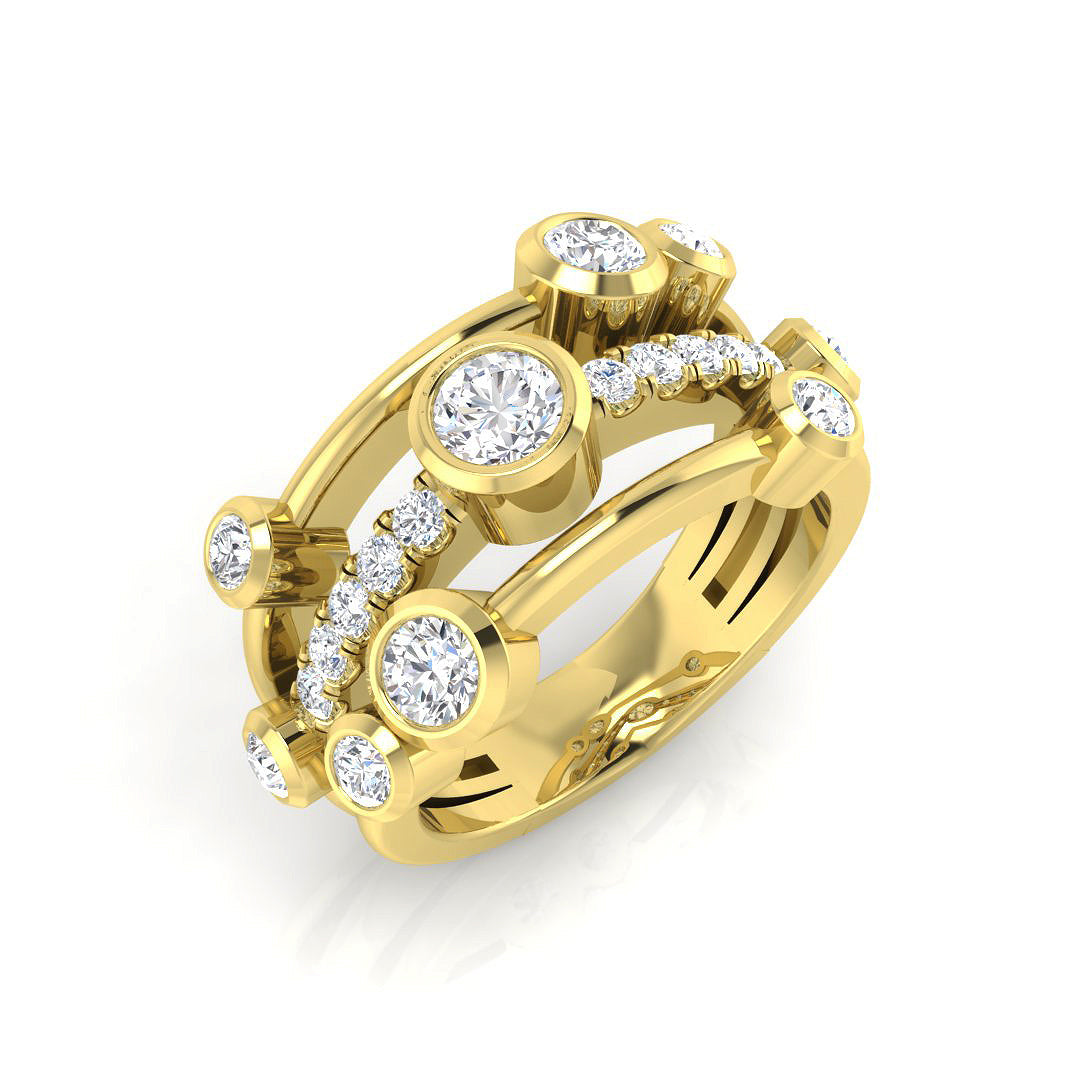 Lab-Grown Round Cut Diamond Bubble Ring in 10K/14K gold and platinum with certified lab-grown or natural diamonds