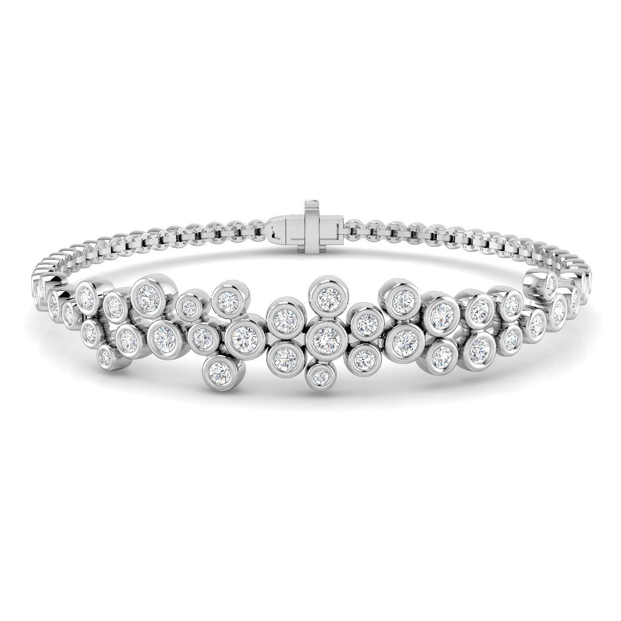 Round Cut Lab Grown Diamond Cluster Bubble Bracelet for Women in 10K/14K gold and platinum with certified lab-grown or natural diamonds