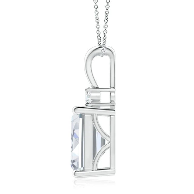 Emerald-Cut Lab-Grown Diamond Solitaire Pendant with Accent (Without chain) in 10K/14K gold and platinum with certified lab-grown or natural diamonds