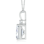 Emerald-Cut Lab-Grown Diamond Solitaire Pendant with Accent (Without chain) in 10K/14K gold and platinum with certified lab-grown or natural diamonds