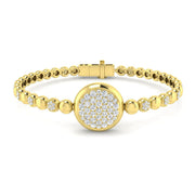 Lab Created Round Cut Fancy Beaded Cluster Set Diamond Bracelet in 10K/14K gold and platinum with certified lab-grown or natural diamonds