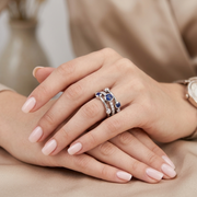 Blue Sapphire Diamond Bubble Ring in 10K/14K gold and platinum with certified lab-grown or natural diamonds