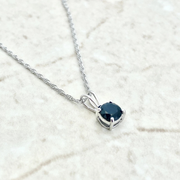 V-Bale Round Blue Sapphire Solitaire Pendant Without Chain in 10K/14K gold and platinum with certified lab-grown or natural diamonds