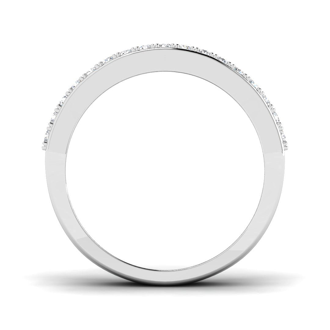 Lab-Grown Round & Baguette Diamond Half Eternity Sandwich Ring in 10K/14K gold and platinum with certified lab-grown or natural diamonds