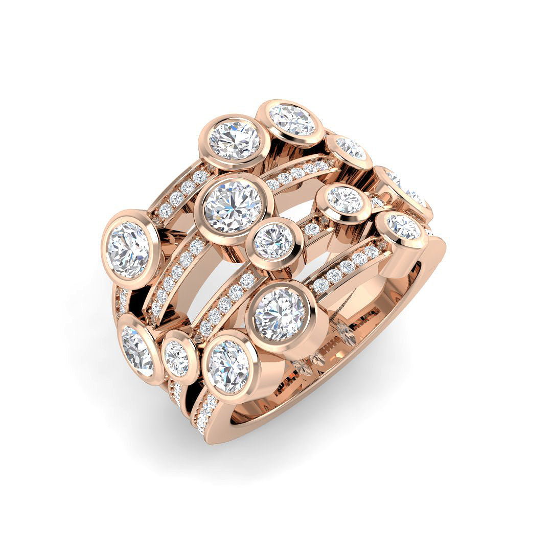 Lab-Grown Round Cut Diamond Bubble Ring in 10K/14K gold and platinum with certified lab-grown or natural diamonds