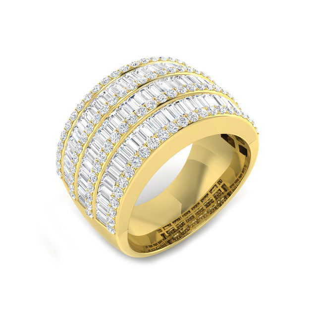 Baguette and Round Diamond Eternity Band for Brides | 10K & 14K Gold, Platinum