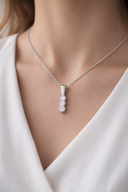 Three Stone Graduated Diamond Journey Pendant Necklace - Bezel Setting in 10K/14K gold and platinum with certified lab-grown or natural diamonds