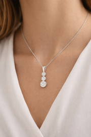 Three-Stone Diamond Pendant in 10K/14K gold and platinum with certified lab-grown or natural diamonds