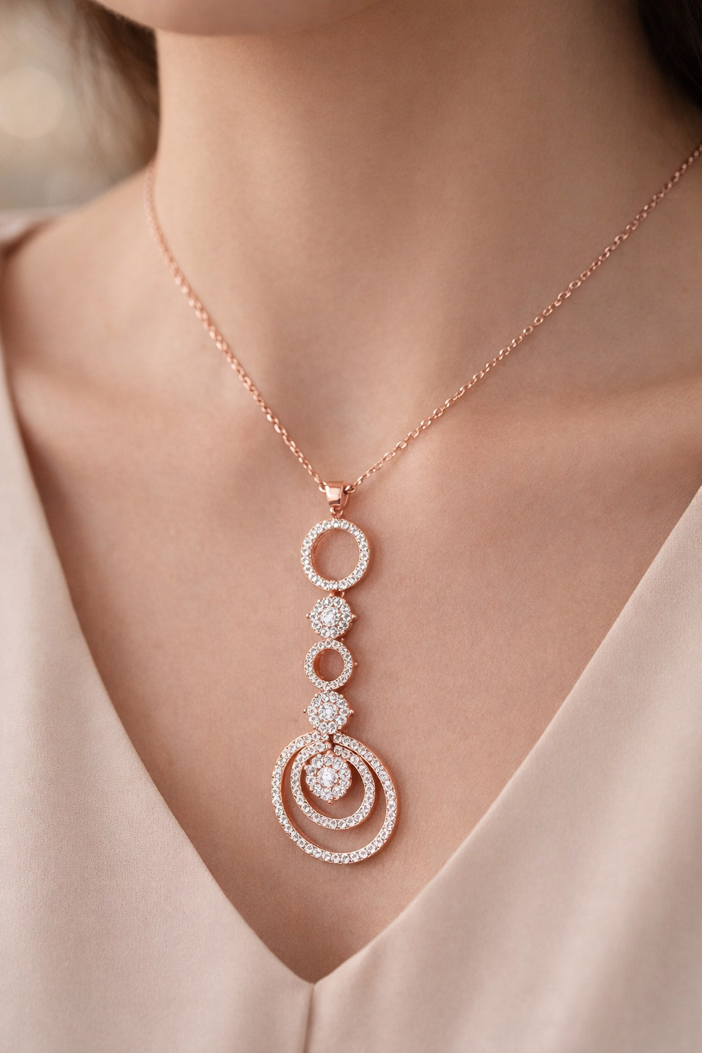 Spiral Diamond Pendant Necklace with Multi-Layer Design Without Chain in 10K/14K gold and platinum with certified lab-grown or natural diamonds