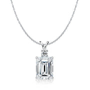 Emerald-Cut Lab-Grown Diamond Solitaire Pendant with Accent (Without chain) in 10K/14K gold and platinum with certified lab-grown or natural diamonds