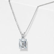 Emerald-Cut Lab-Grown Diamond Solitaire Pendant with Accent (Without chain) in 10K/14K gold and platinum with certified lab-grown or natural diamonds