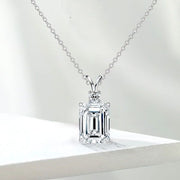 Emerald-Cut Lab-Grown Diamond Solitaire Pendant with Accent (Without chain) in 10K/14K gold and platinum with certified lab-grown or natural diamonds