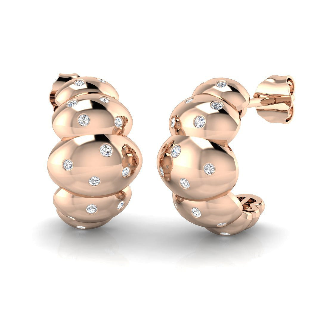 Stunning 0.25Ct Scattered Diamond Bubble Hoop Earrings in in 10K/14K gold and platinum with certified lab-grown or natural diamonds
