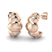 Stunning 0.25Ct Scattered Diamond Bubble Hoop Earrings in in 10K/14K gold and platinum with certified lab-grown or natural diamonds