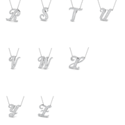 Paved Initial Diamond Pendant Necklace with Baguette & Round Diamonds in 10K/14K gold and platinum with certified lab-grown or natural diamonds