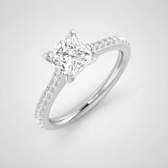 IGI Certified Princess Cut Diamond Engagement Rings | 10K & 14K Gold, Platinum