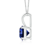 V-Bale Round Blue Sapphire Solitaire Pendant Without Chain in 10K/14K gold and platinum with certified lab-grown or natural diamonds