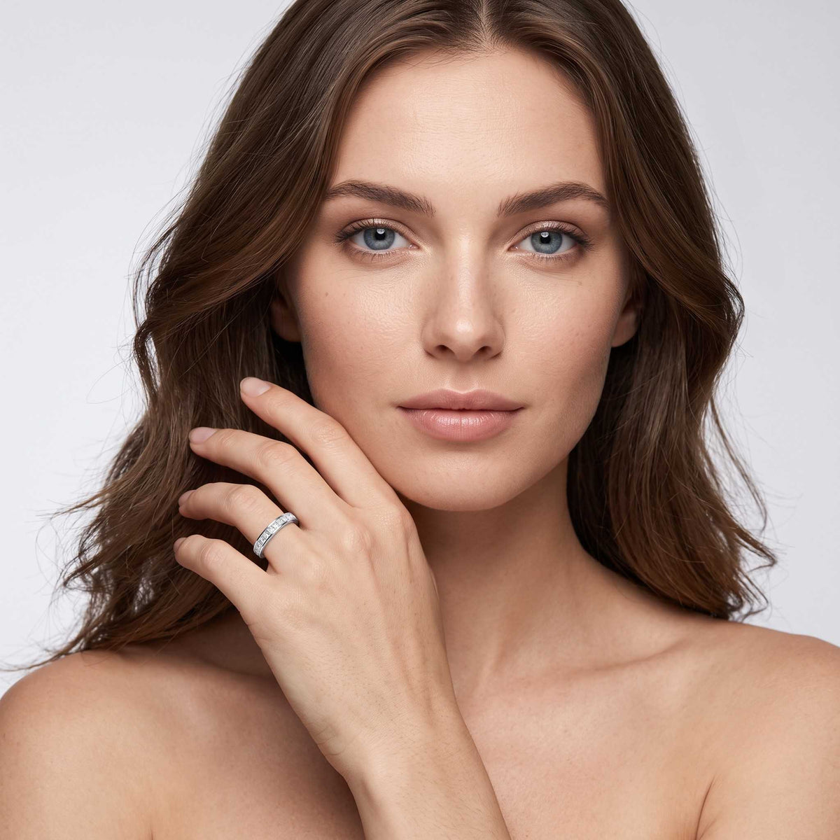 Lab-Grown Diamond Princess Half Eternity Ring in 10K/14K gold and platinum with certified lab-grown or natural diamonds