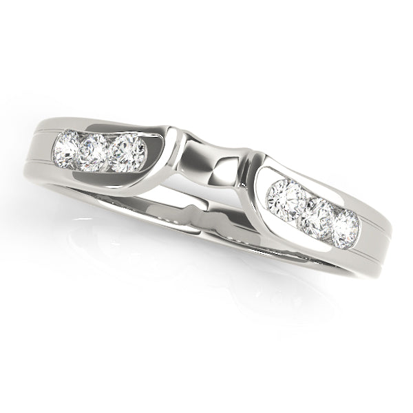 Curved Bands Half Eternity Ring in Gold & Platinum