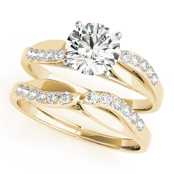 Luxe Bypass Round Diamond Engagement Ring in 10K/14K gold and platinum with certified lab-grown or natural diamonds
