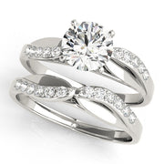 Luxe Bypass Round Diamond Engagement Ring in 10K/14K gold and platinum with certified lab-grown or natural diamonds