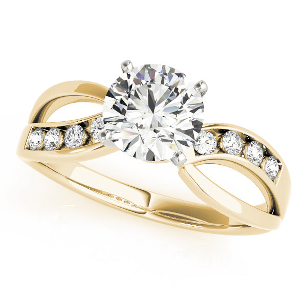 Refined Bypass Round Diamond Engagement Ring in 10K/14K gold and platinum with certified lab-grown or natural diamonds