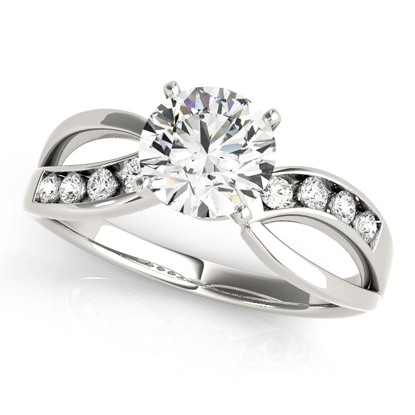Refined Bypass Round Diamond Engagement Ring in 10K/14K gold and platinum with certified lab-grown or natural diamonds