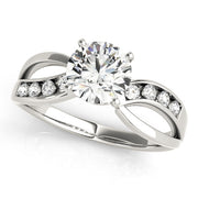 Refined Bypass Round Diamond Engagement Ring in 10K/14K gold and platinum with certified lab-grown or natural diamonds