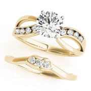 Refined Bypass Round Diamond Engagement Ring in 10K/14K gold and platinum with certified lab-grown or natural diamonds