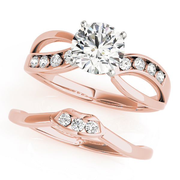 Refined Bypass Round Diamond Engagement Ring in 10K/14K gold and platinum with certified lab-grown or natural diamonds