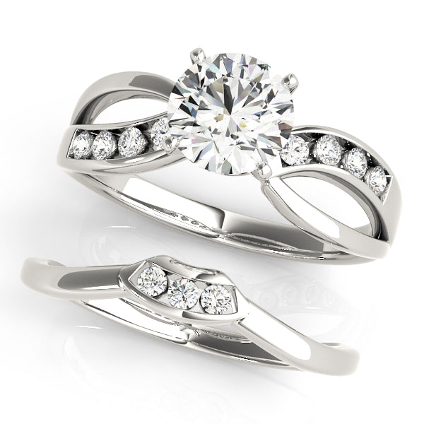 Refined Bypass Round Diamond Engagement Ring in 10K/14K gold and platinum with certified lab-grown or natural diamonds