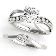 Refined Bypass Round Diamond Engagement Ring in 10K/14K gold and platinum with certified lab-grown or natural diamonds