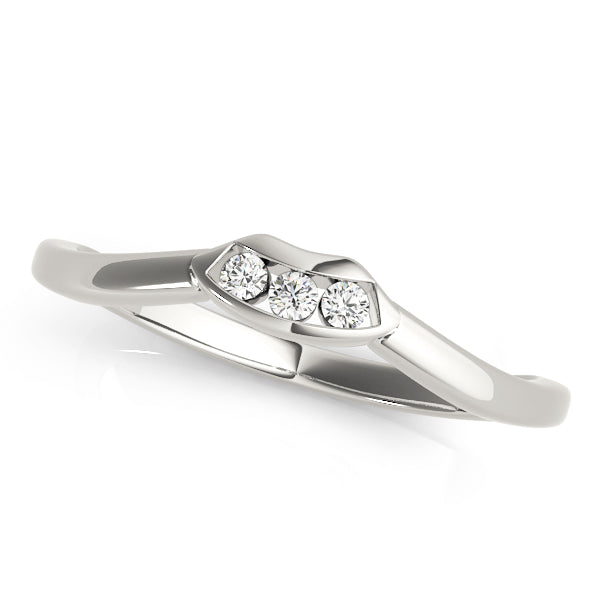 3-Stone Curved Half Eternity Ring in Gold & Platinum