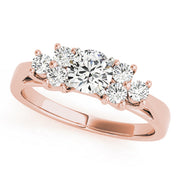 Exquisite Cluster Sides Round Diamond Engagement Ring in 10K/14K gold and platinum with certified lab-grown or natural diamonds